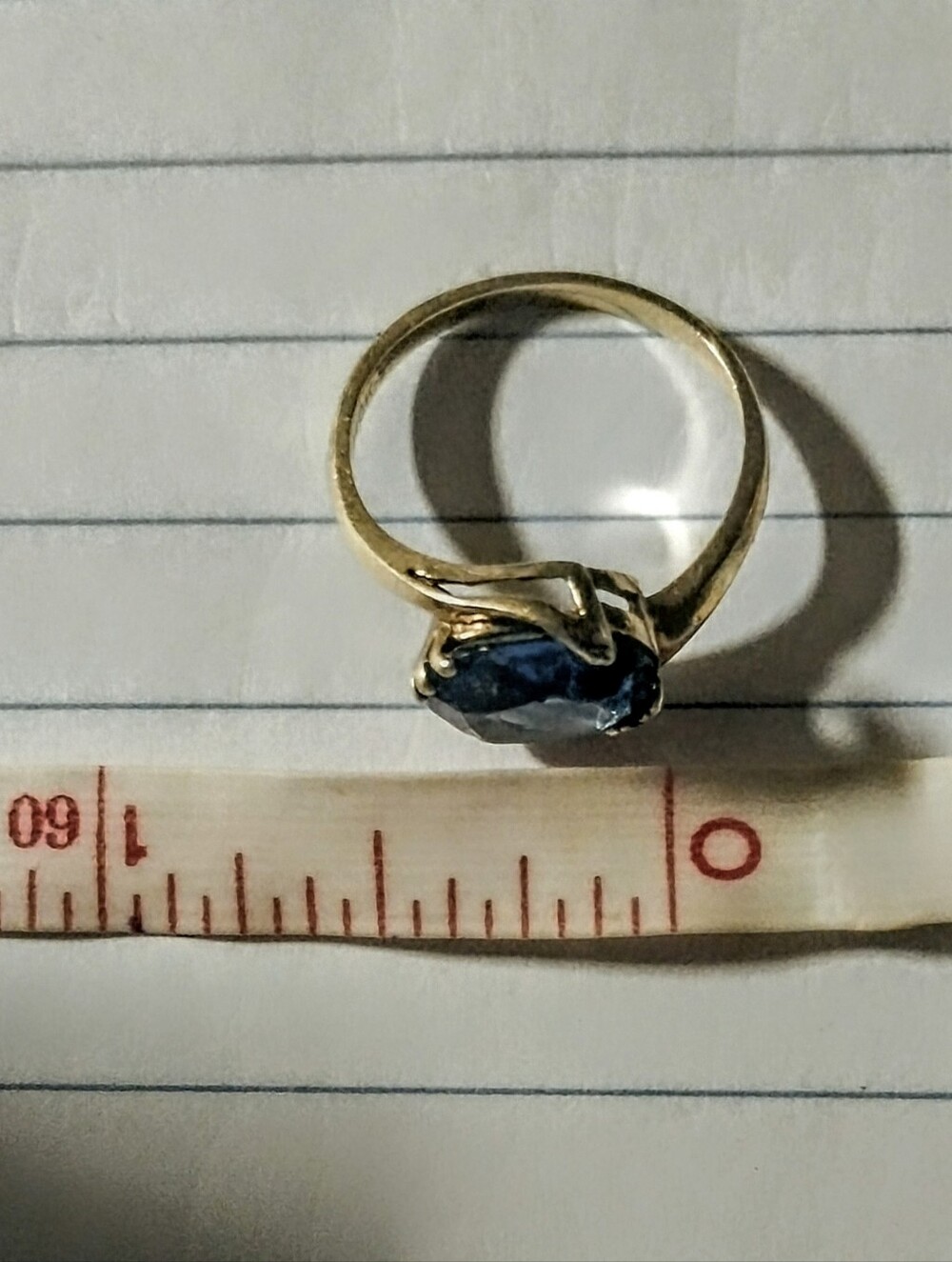 Vintage 10k Yellow Gold London Blue Topaz Bypass Ring Size 7 - Picture 6 of 6